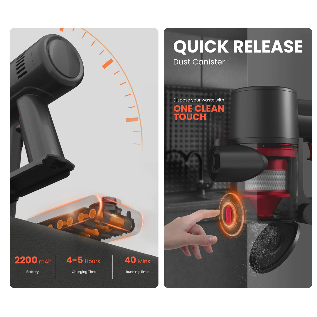 Russell Taylors 150W Cyclone Cordless Vacuum Cleaner V7X | 5 Layers of Innovation | 2200mAh Battery | Quick Release Dust Canister | Vacuum with 2 Year Warranty