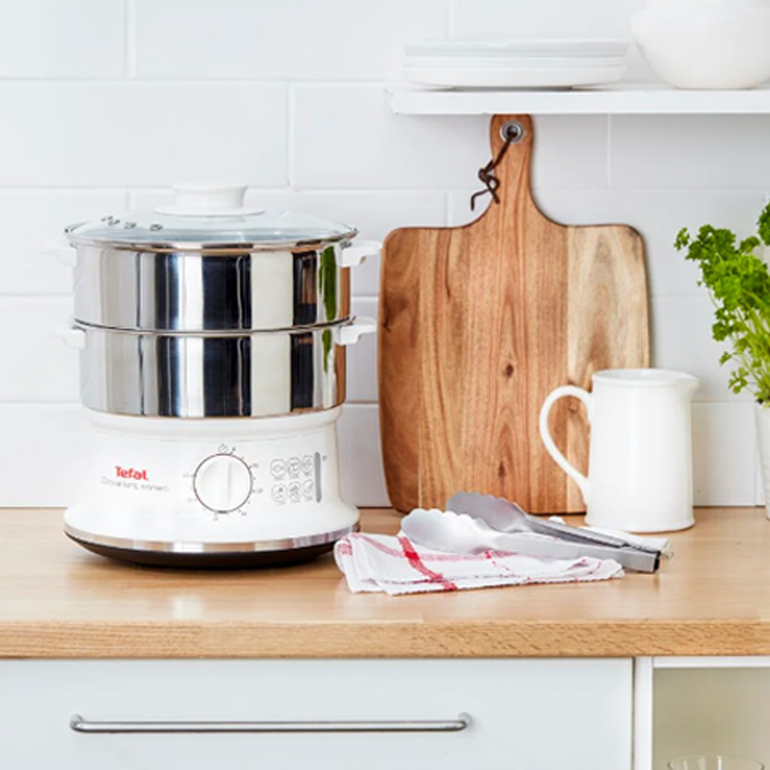 Tefal 6L Stainless Steel Convenient Steamer VC1451 | Easy Storage | External Water Filling | Water Level Indicator | Steamer with 2 Year Warranty
