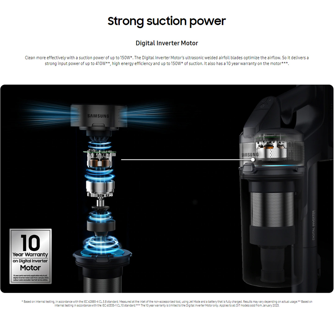 SAMSUNG 150W Jet 65 Pet Digital Inverter Motor Teal Vacuum Cleaner Stick VS15A60AGR5/ME | 150 W Suction Power | Multi-layered Filtration System | Clean Up to 40 mins on One Battery | Vacuum Cleaner with 2 Years Warranty