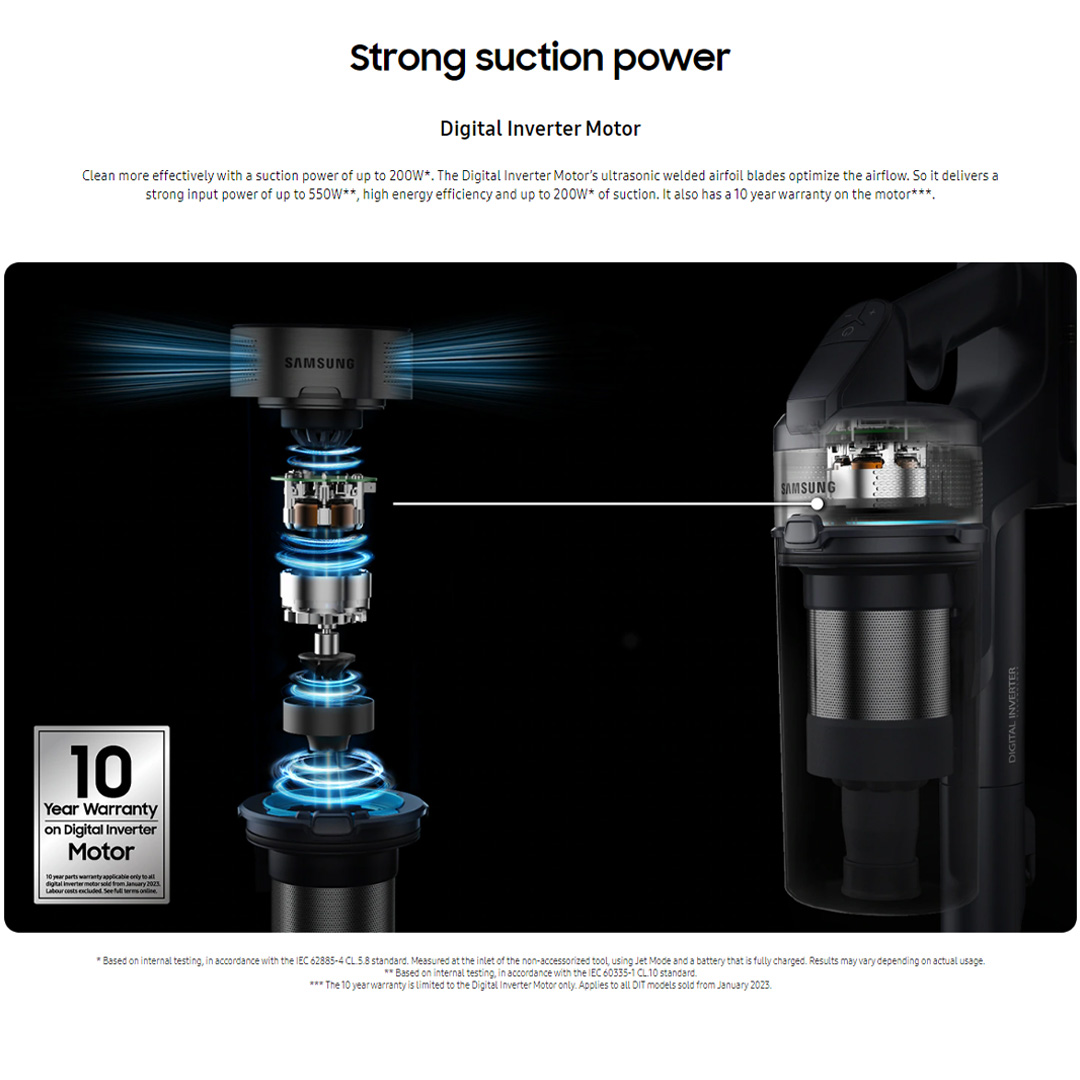 SAMSUNG 200W Jet 75E Multi Digital Inverter Motor Teal Vacuum Cleaner Stick VS20B75AER4/ME | Jet Cyclone | Digital Inverter Motor | Clean Up to 60mins on One Battery | Vacuum Cleaner with 2 Years Warranty