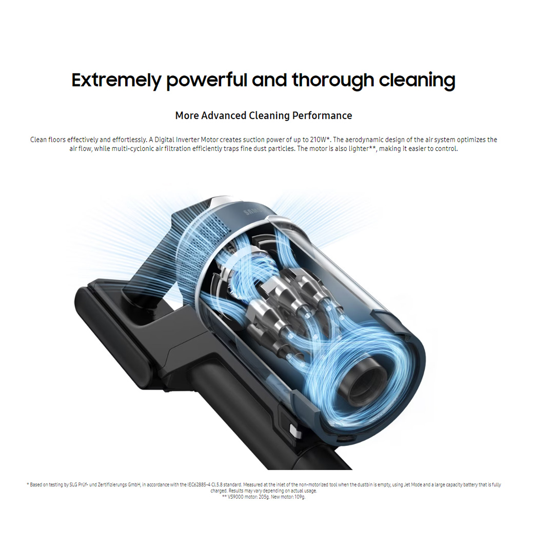 SAMSUNG 210W Bespoke Jet Plus Premium Extra All in One Clean Station Vacuum Cleaner Stick VS20B959F3N/ME | Up to 210W Suction Power | Pet Tool+ | All-in-One Clean Station | Digital Inverter Motor | Vacuum Cleaner with 2 Years Warranty