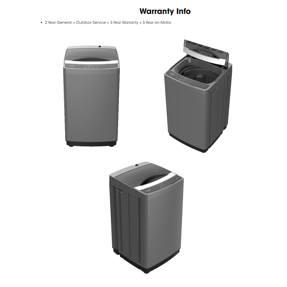 KHIND 7KG Fully Auto Washing Machine WM70A |  Easy Clean Lint Filter | Stainless Steel Inner Tub | Child Lock Security | 2  Year General Warranty   3  Year Panel Warranty  5 Year Motor Warranty