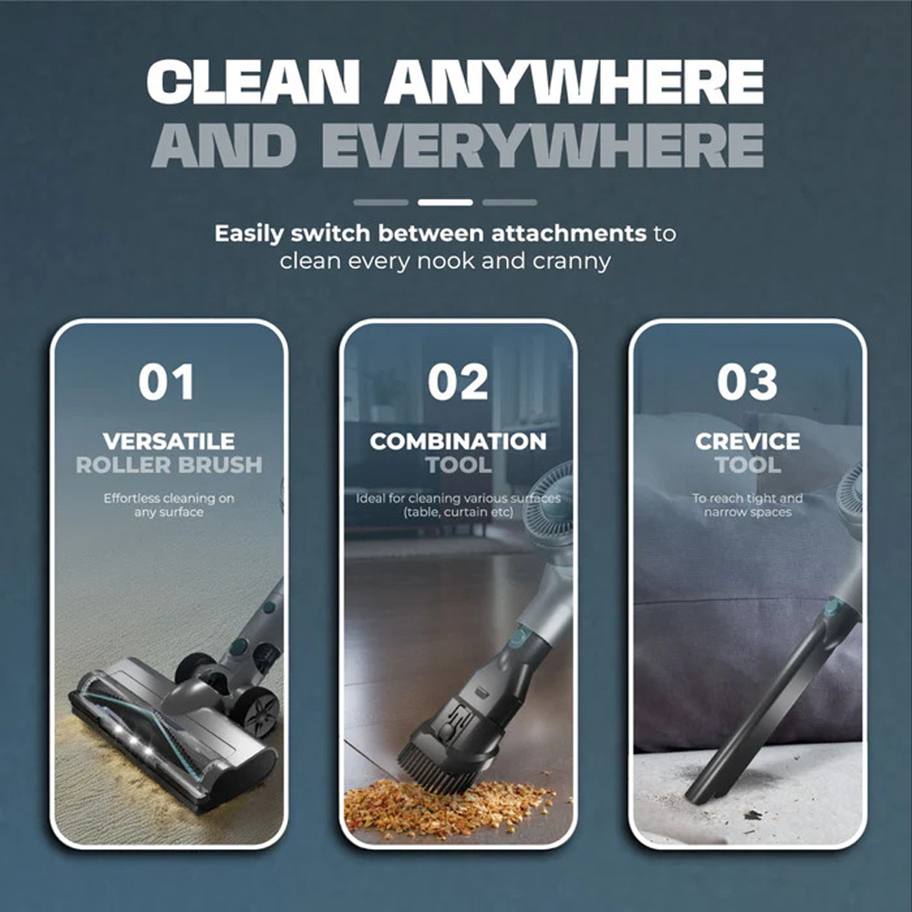 Russell Taylors 200W Cyclone Cordless Vacuum Cleaner X1 |  Powerful Motor | Suction Power: 23 kPa | Mode: 3-speed | 2 Year General Warranty