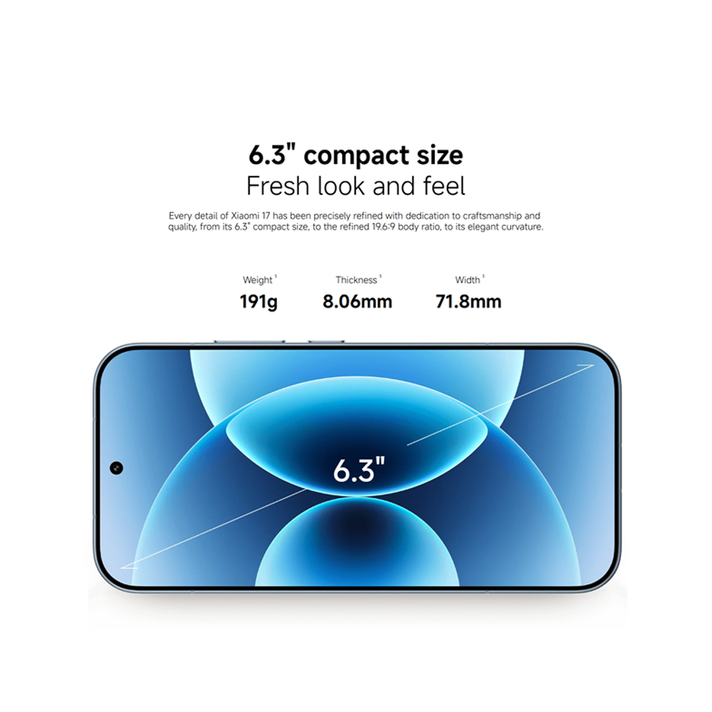 Xiaomi 17 12GB+512GB/12GB+256GB | 6.3", LTPO AMOLED | 50MP Rear Camera | Qualcomm SM8850-AC Snapdragon 8 Elite Gen 5 (3 nm) | Li-Po 6330mAh