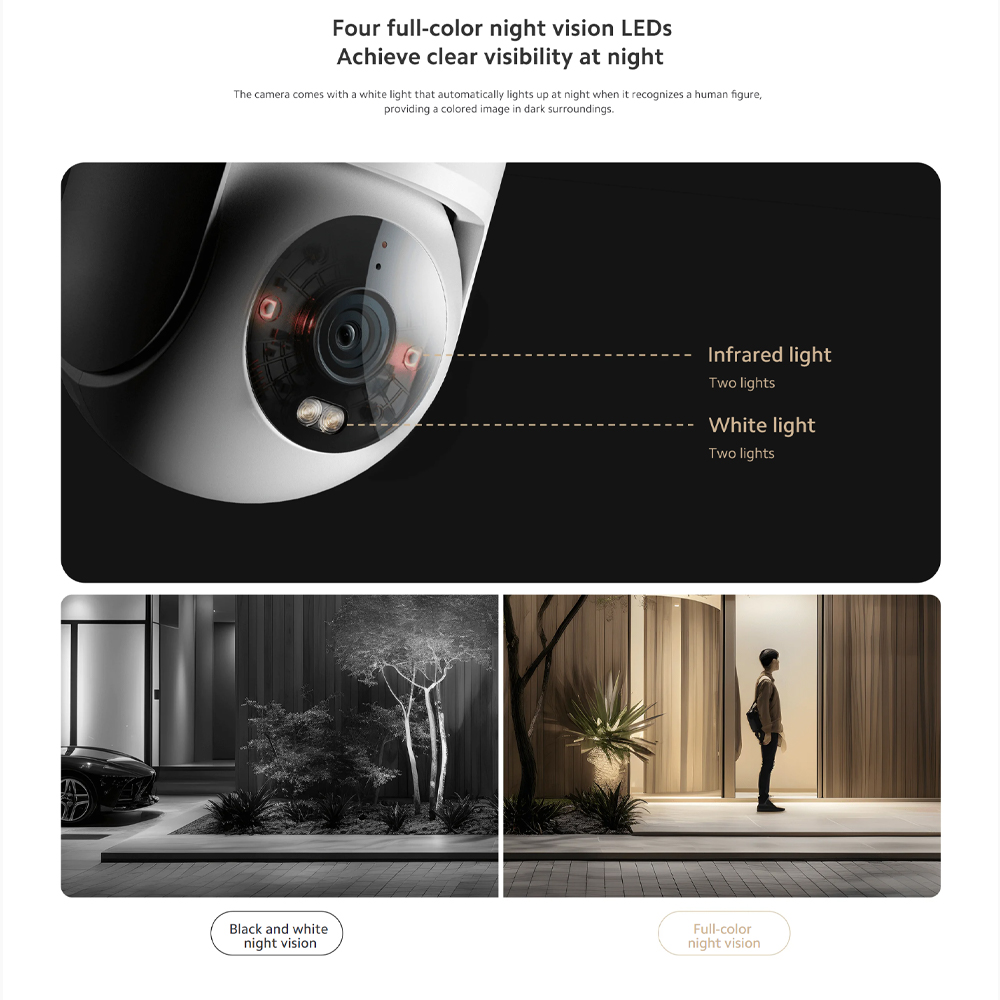 Xiaomi 2500P Outdoor Camera CW300  | Smart Full-Color Night Vision | IP66 Water and Dust Resistant | AI Human Tracking | Audible and Visual Alarm