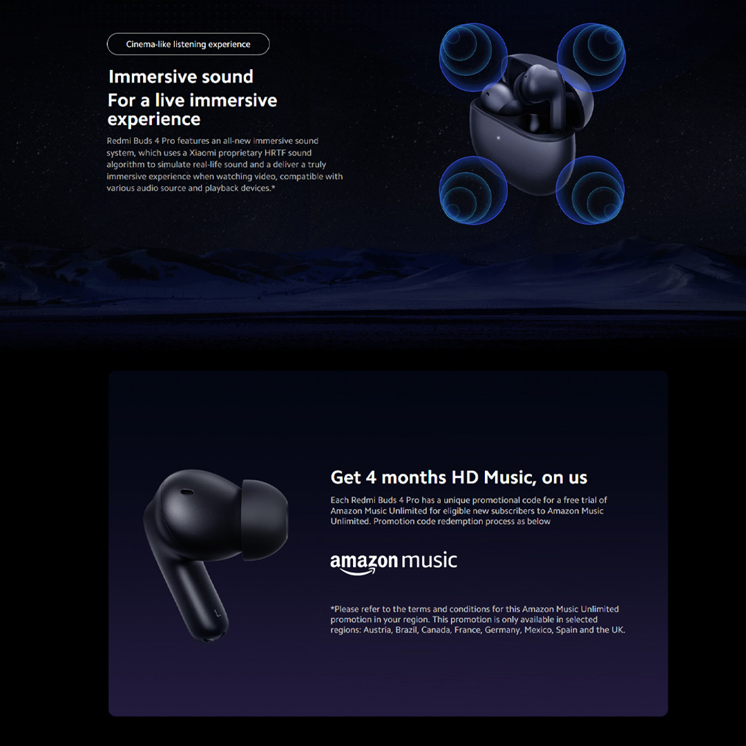 Xiaomi Redmi Buds 4 Pro | Hi-Res Audio Wireless | Hi-Fi Sound Quality | Immersive Sound | Noise Cancellation | Earbuds with 1 Year Warranty