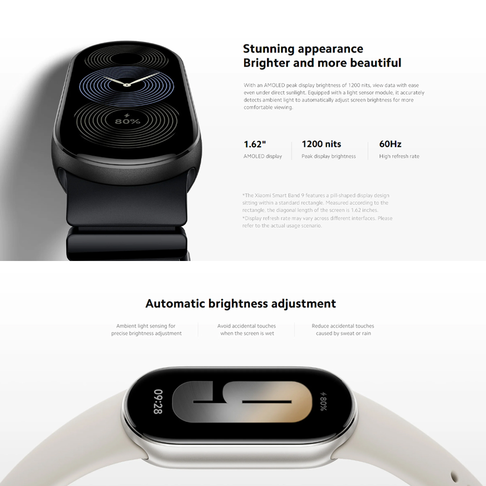 Xiaomi Smart Band 9 | Colourful metallic frame | 150+ sports modes | 1.62'' AMOLED display
