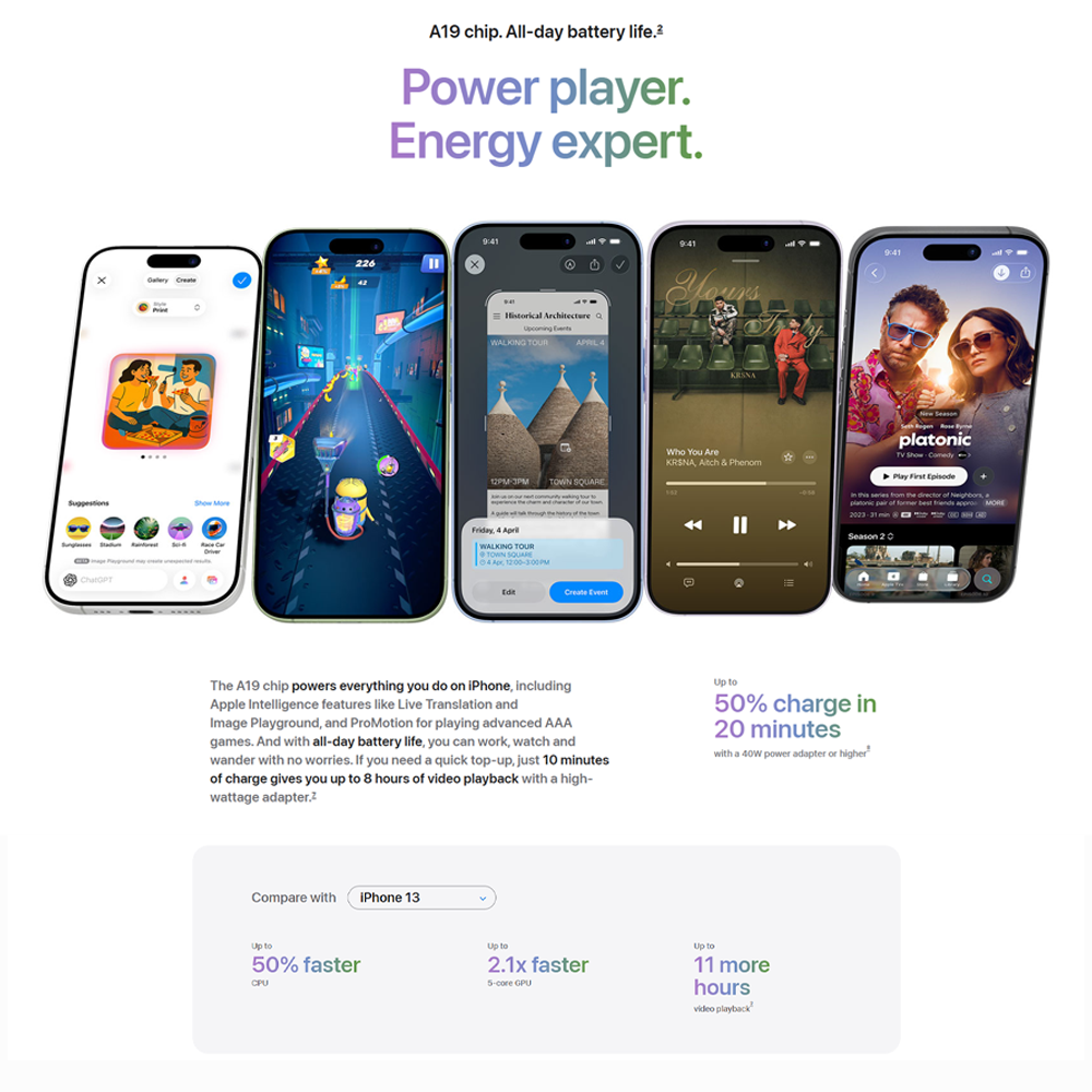 Apple iPhone 17 | A19 chip | 48MP Dual Fusion camera system | Super Retina XDR display | Ceramic Shield 2 front