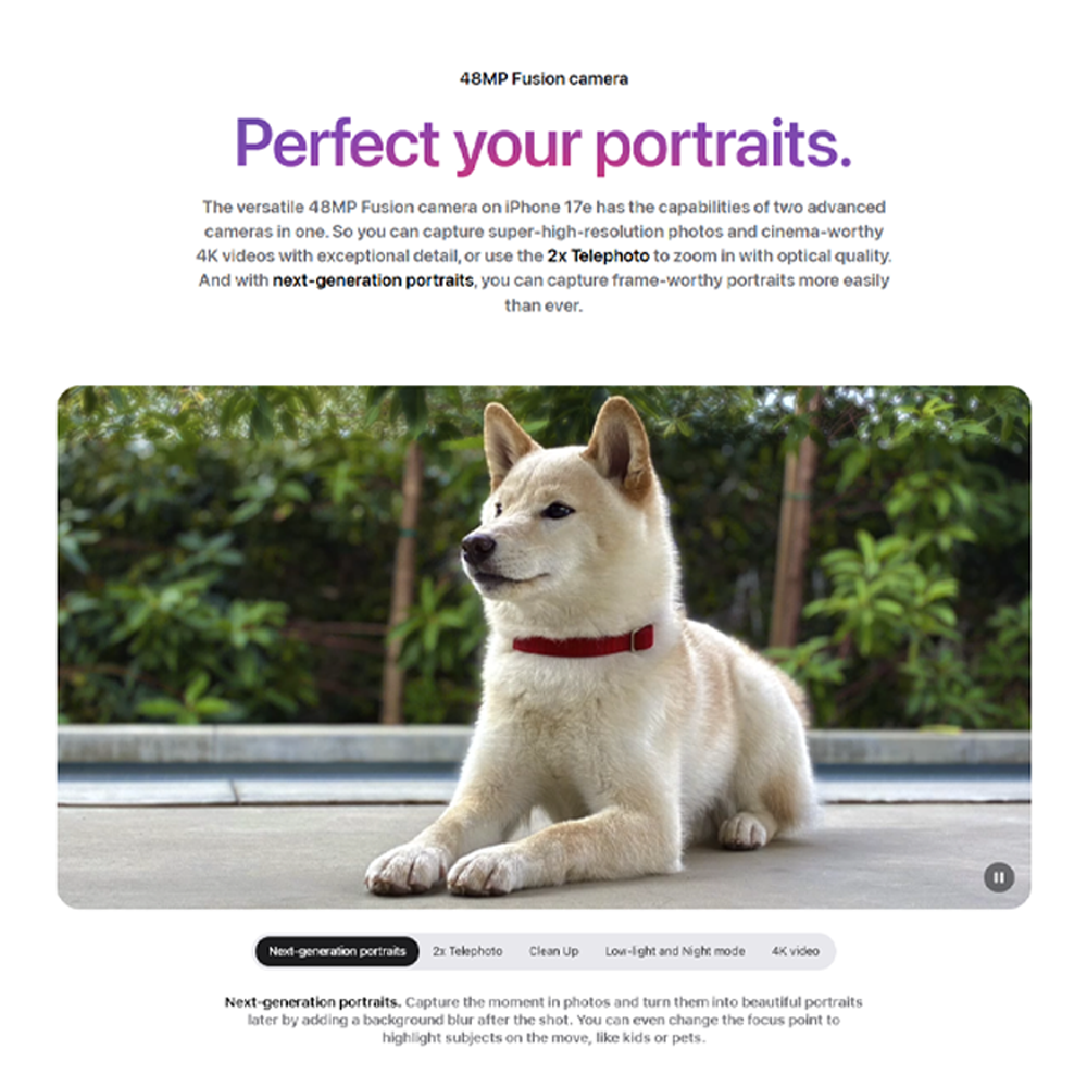 Apple iPhone 17e 8GB+256GB/ 8GB+512GB | 6.1″ | 48MP Rear Camera | Apple A19 (3 nm) | iOS 26.3 | Li-Ion 4005 mAh