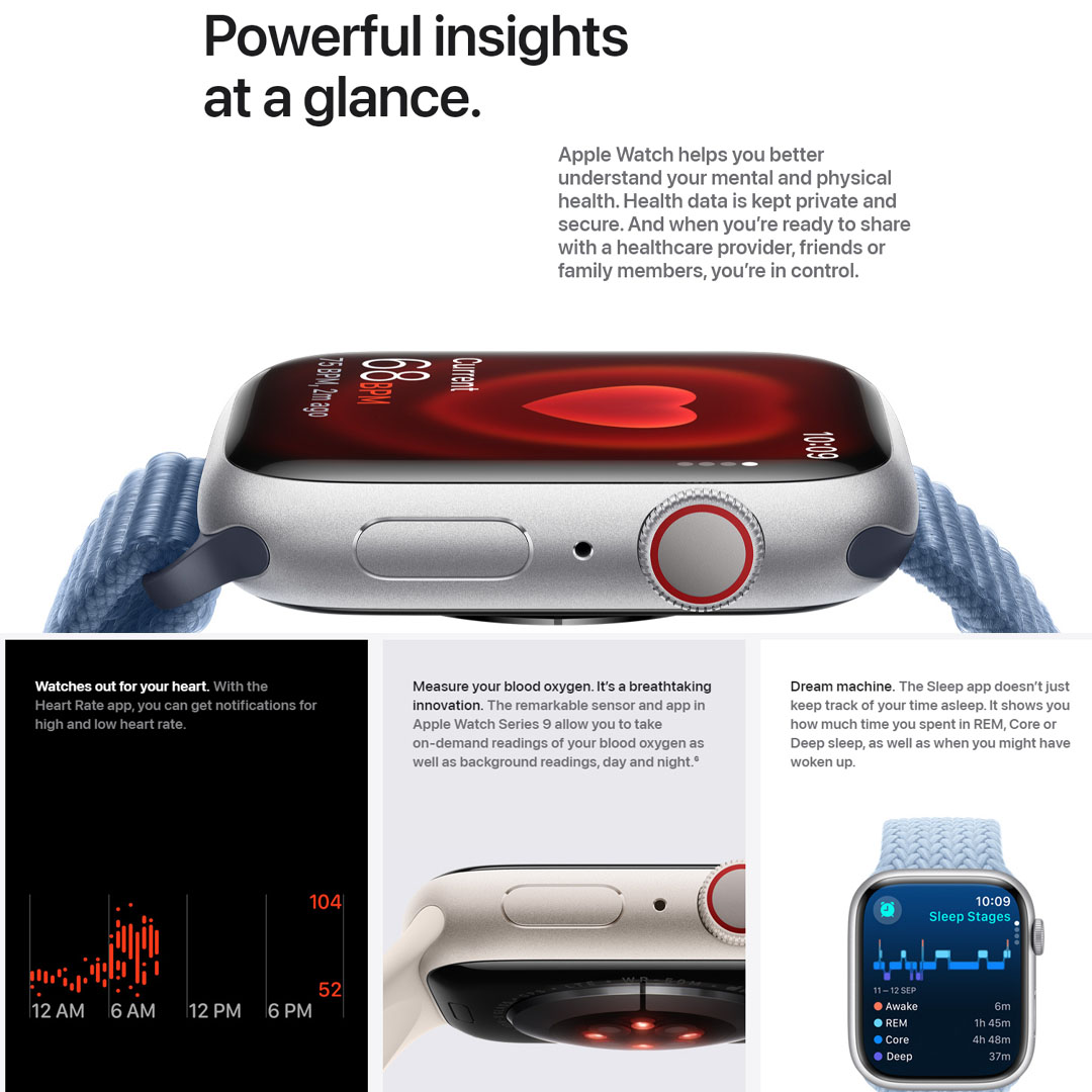 Apple Watch Series 9 Pink Aluminum Case with Pink Solo Loop - GPS + Cellular | Carbon-Neutral | Powerful insights at a glance | Crash Detection | Apple Watch with 1 Year Warranty