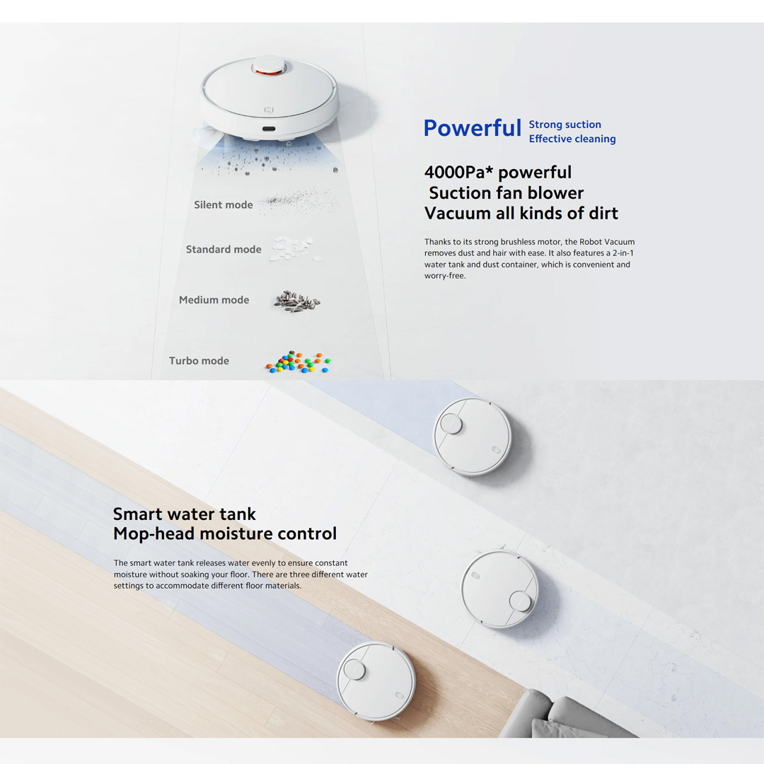 Xiaomi 45W Robot Vacuum S10 B106GL | 4000Pa Powerful Suction Fan Blower | LDS Laser Navigation System | Up to 130 Minutes of Battery Life | Vacuum with 1 Year Warranty