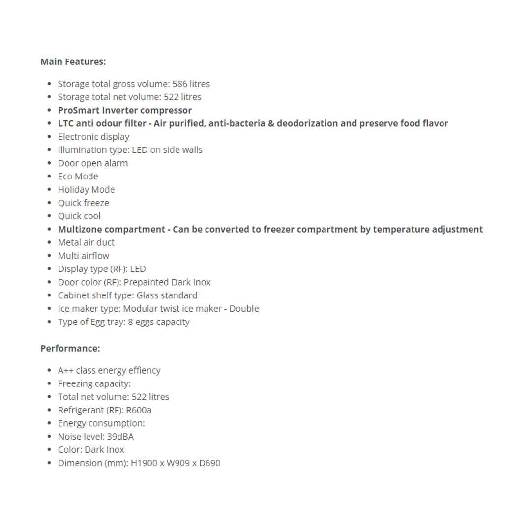 Beko 586L Multi Doors ProSmart Inverter Refrigerator GNO51651GBMY/GNO51651VKMY | Eco Mode | Holiday Mode | Quick Freeze | Quick Control | Multi AirFlow | Refrigerator with 2 Year Warranty