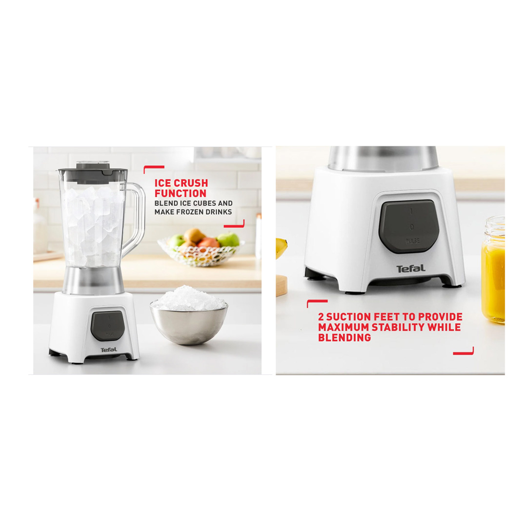 Tefal 1.5L Uno Blender with 2 Jar + Grinder BL2B4165 | 450W Power | Dishwasher Safe | Ice Crush Function | Dosing Cup | Blender with 2 Year Warranty