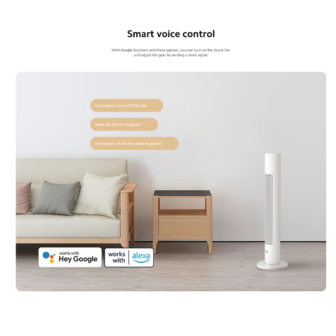 Xiaomi 22W Smart Tower Fan BPTS01DM | Variable Frequency DC Fan | Adjustable Ultra-Wide Angle |  Smart Voice Control | Tower Fan with 1 Year Warranty