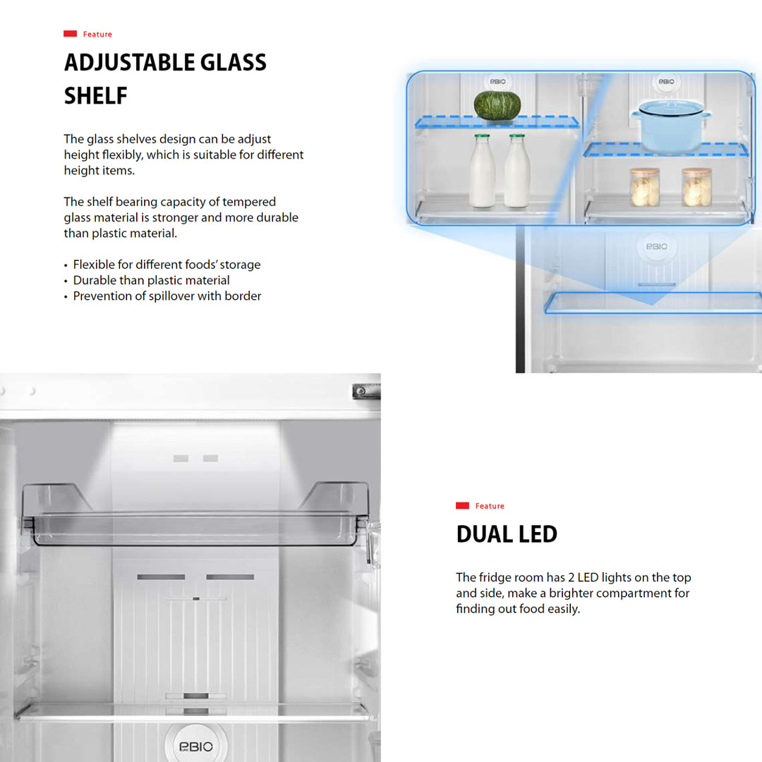 TOSHIBA 410L 2 Doors Inverter Pure BIO Refrigerator GR-RT466WE-PMY(58) | Electronic Control | Multi- Air Flow | Origin Inverter | Refrigerator with 1 Year Warranty