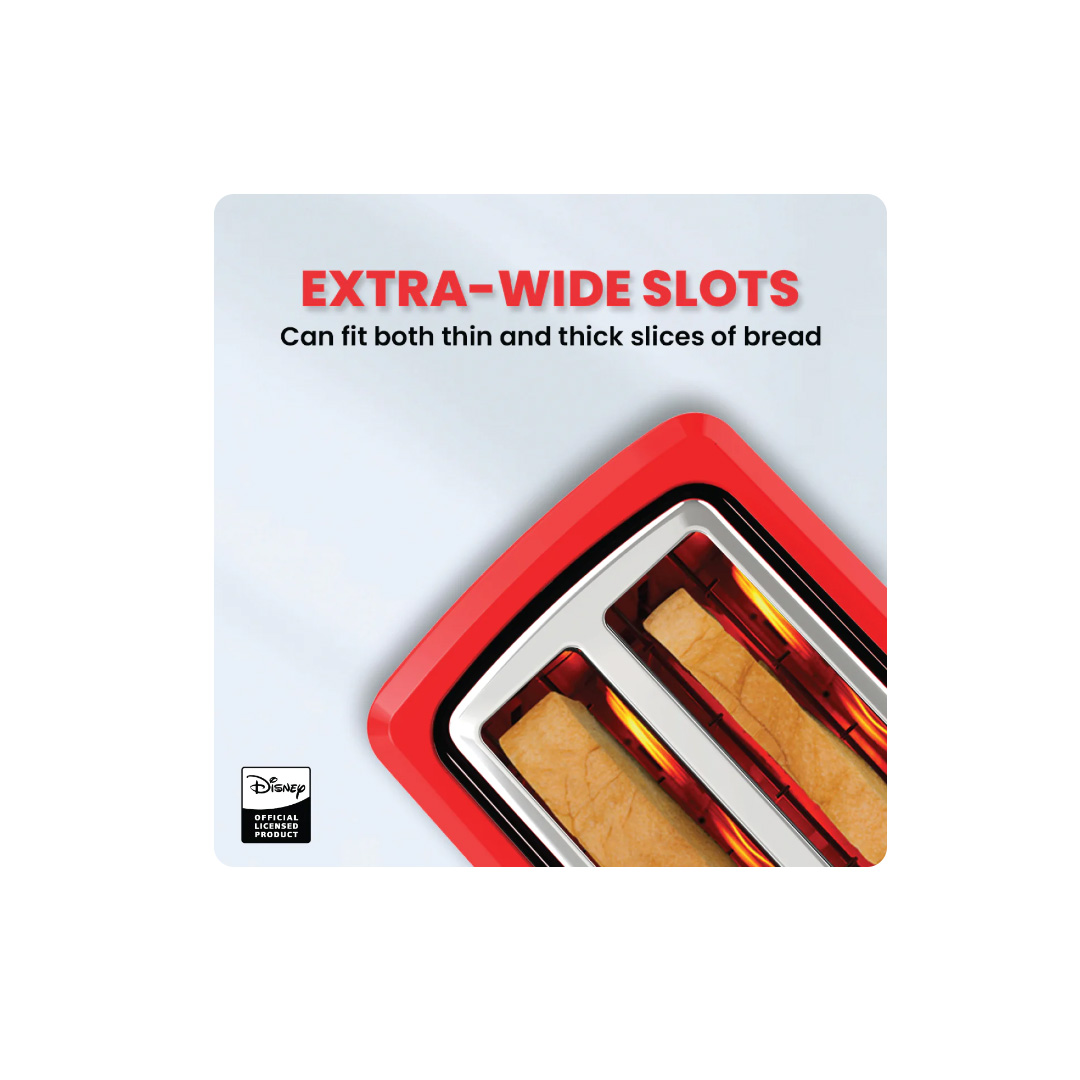 Russell Taylors 2 Slices Disney Mickey And Friends Bread Toaster D3 | 750W Power | 5-Level Adjustable Browning Control | Extra Wide Slots | Toaster with 2 Year Warranty