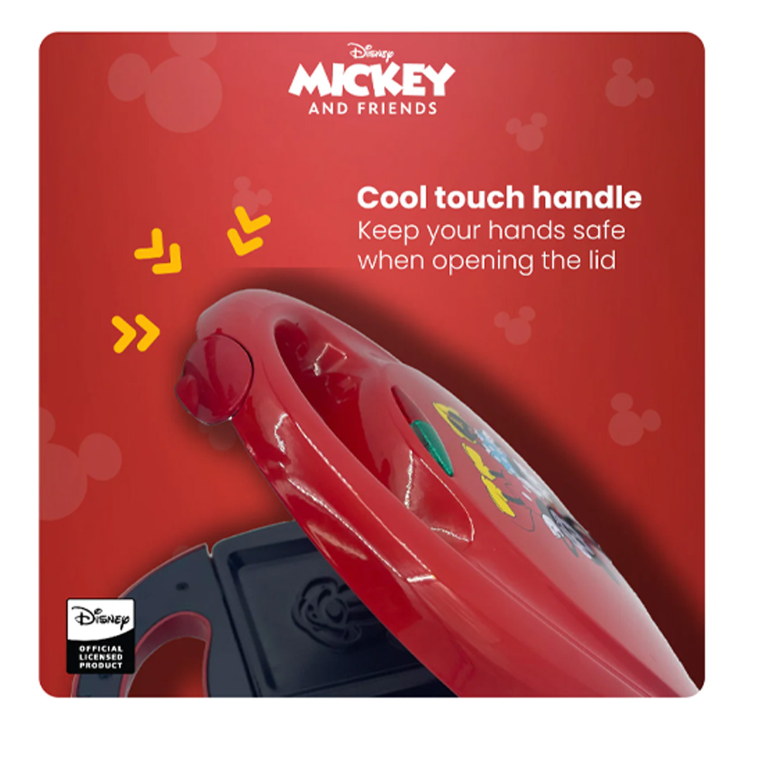 Russell Taylors 2 Slices Disney Mickey And Friends Sandwich Maker D7 | 750W Power | Mickey Mouse Imprinted Toast | Automatic Temperature Control | Sandwich Maker with 2 Year warranty