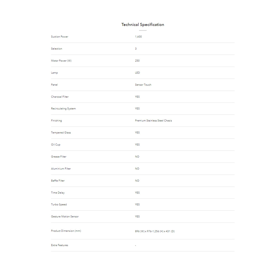 ELBA 1600m³/h Designer Hood ETERNO EH-N9125ST(BK) | Gesture Motion Sensor (GMS) Technology | Sensor Touch | Turbo Speed | Cooker Hood with 1 Year Warranty