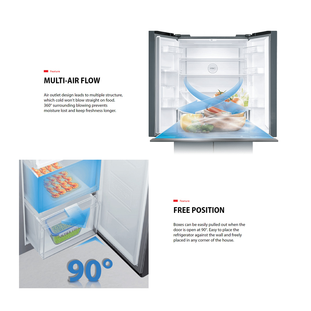 TOSHIBA 580L Multi Doors Dual Cooling Origin Inverter Refrigerator with Smart Control GR-RF608WI-PMY(52) | PureBIO | Dual Cooling | Smart Control | Refrigerator with 2 Year Warranty