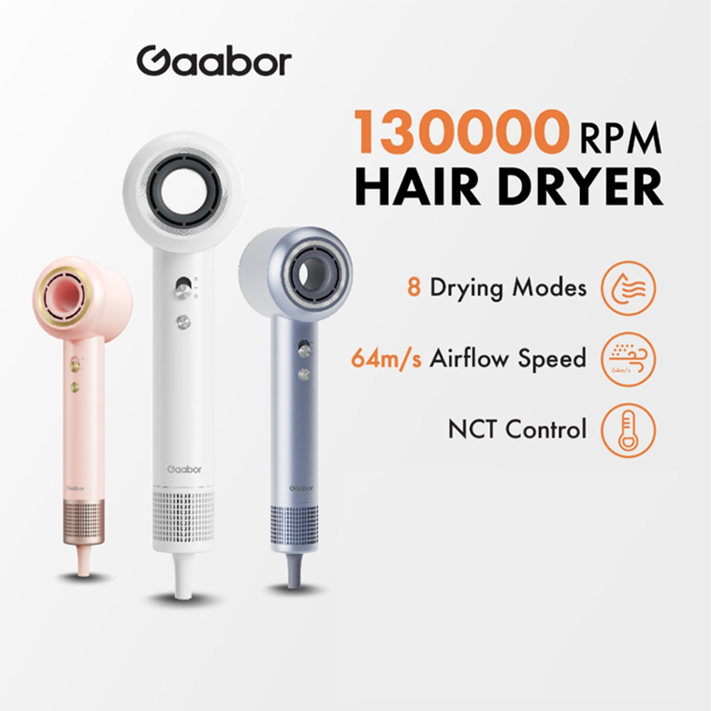 Gaabor 1400W Ultra High Speed Hair Dryer HD-M01A / HD-M01B / HD-M01C |  3-Heat Setting | With Cool Shot Function | 2-speed Control | 1  Year General Warranty