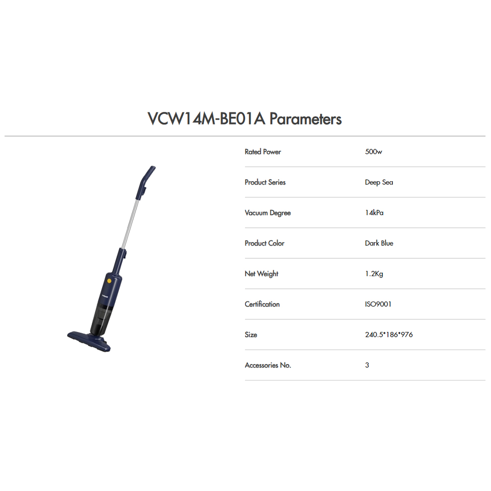 Gaabor 500W Stick Vacuum cleaner VCW14M-BE01A | 400w Strong Motor Release | Washable Filter Components |  90°Floor Brush For Individual Storage |  1  Year General Warranty