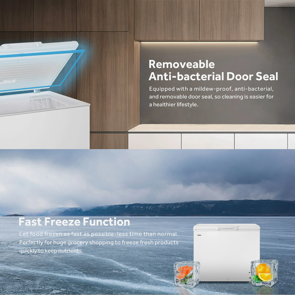 HAIER 206L Chest Freezer BD-248HME | Double Effective Protection Anti-Bacterial | Energy Saving