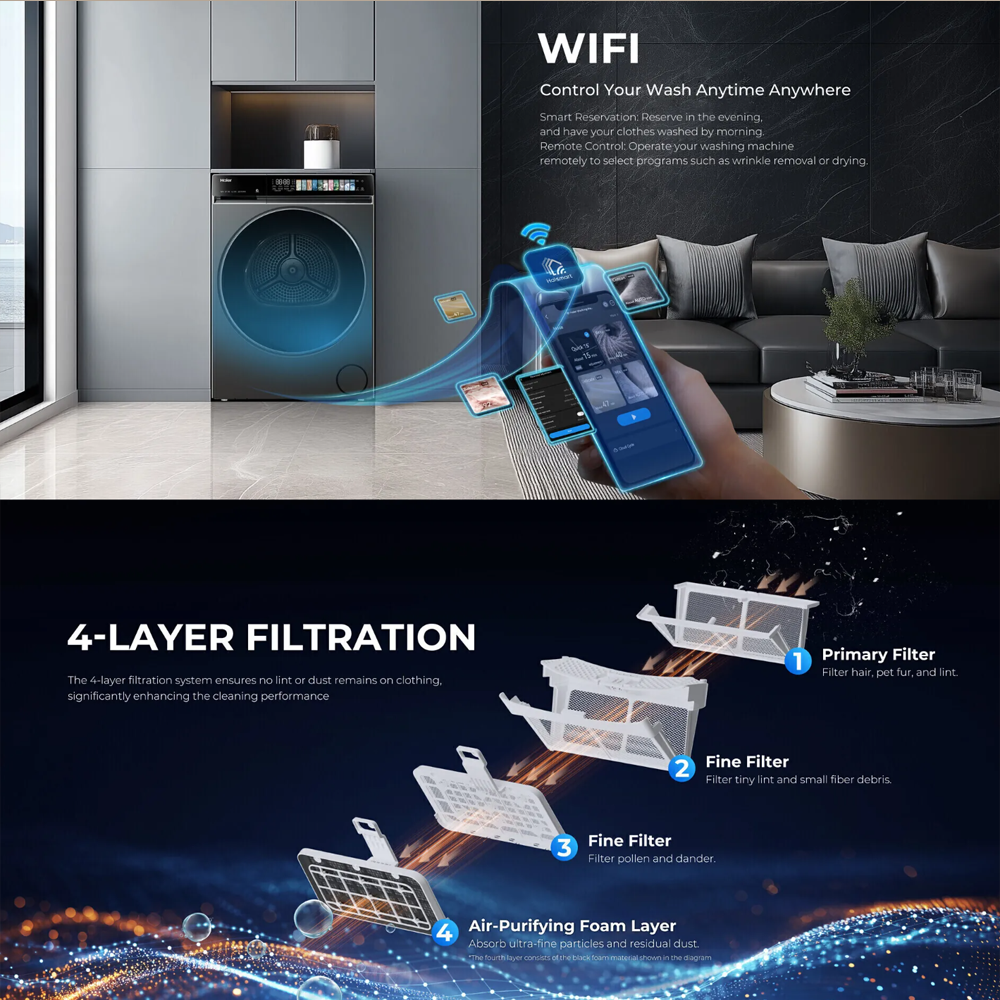 HAIER 14KG Color AI Heat Pump Dryer HD140-AR367S8U1 | Ultra Reverse Tumble | Ultra Sense Function | WIFI Control