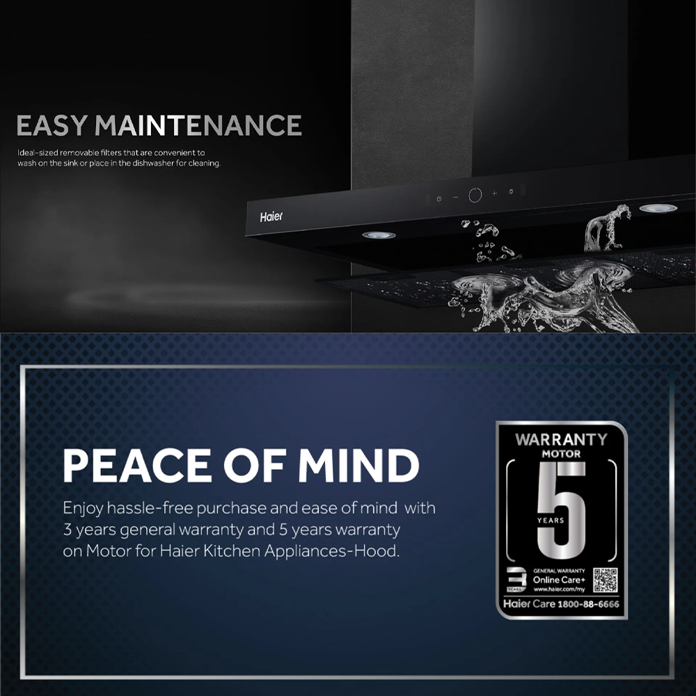 HAIER 1400m3/h 2-in-1 T Box Hood HH-T1902GBR | Suction Power: 1400mᶟ/h | 2 in 1 Hood | Gesture Control