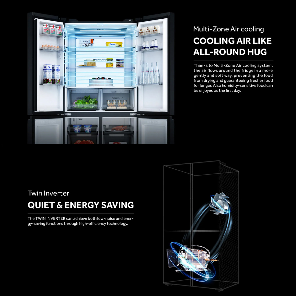 HAIER 758L Multi Doors Twin Inverter Refrigerator HRF-IM758FG(SG)U1 | Full-Sized LED Light Panel | Quite & Energy Saving