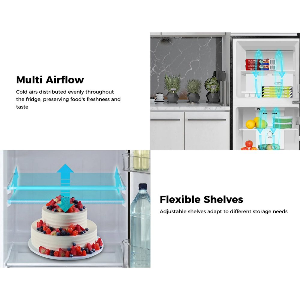 HAIER 240L 2 Doors Top Mount Refrigerator HRF-T240XM(B) | Deo Fresh | 4 Star Energy Saving | No Frost