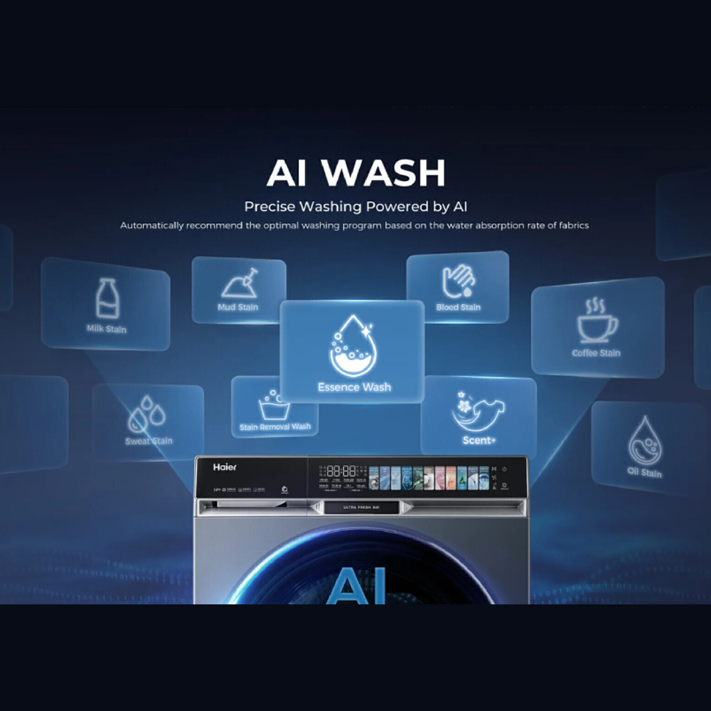 HAIER 14KG/8KG Front Load Color AI Inverter Washer Dryer HWD140-BP14387GNU1 | Ultra Fresh Air | Smart Dosing | Smart Wash