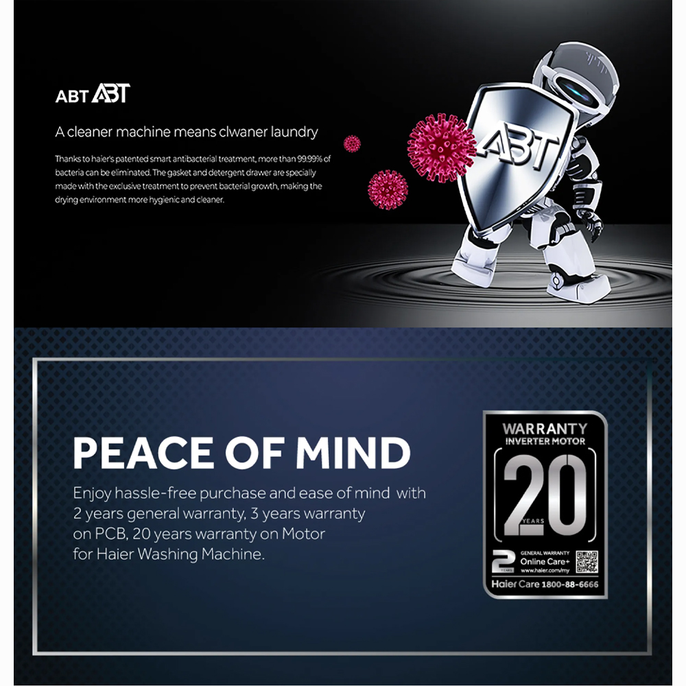 HAIER 15KG/10KG Front Load Super Inverter Washer Dryer HWD150-BP14986ES8U1 | Super inverter | I-Refresh