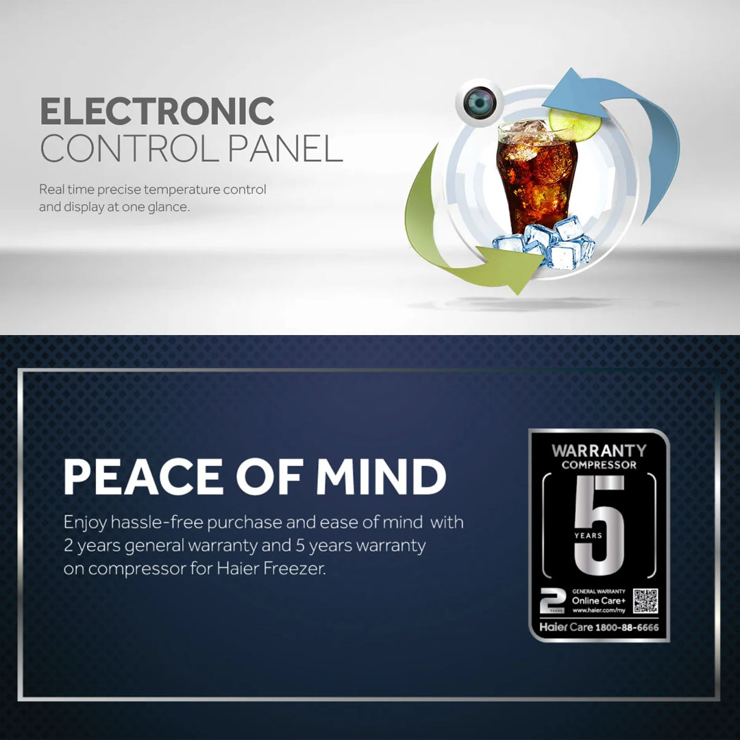 HAIER 239L/339L Showcase SC-248E/SC-348E | Antibacterial | Door with Low-e Glass | Interior LED Light | Lock Slot | Big Canopy | Freezer with 2 Year Warranty