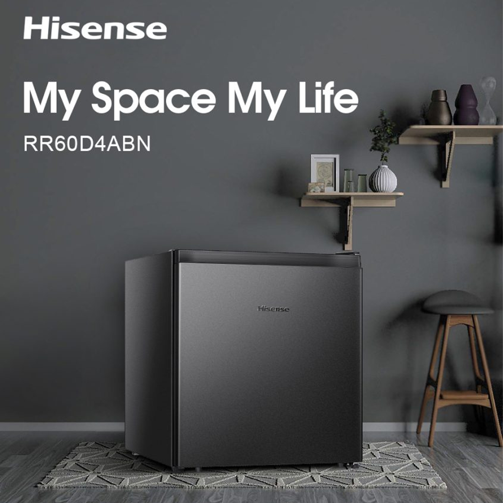 HISENSE 60L Minibar RR60D4ABN Single Door Fridge Mini Bar Refrigerator | Reversible Door | Separate Chiller Zone | Adjustable Thermostat