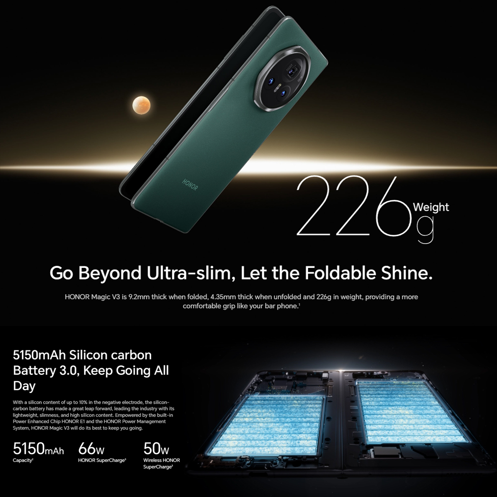 HONOR Magic V3 12GB+12GBGB+512GB | MagicOS 8.0.1 | 7.92 inch, Foldable OLED | Dual SIM
