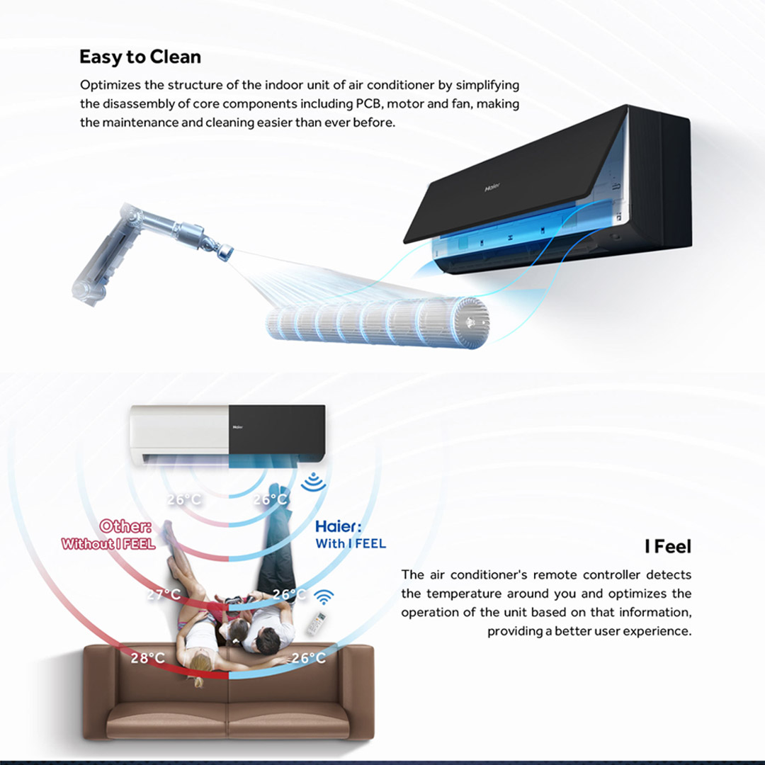 HAIER 1.5HP R32 UV Cool Inverter Wall Mount Air Conditioner HSU-13VXA22 |  PID Inverter | Smart Clean | WIFI Control | UVC Sterilization | Air Conditioner with 3 Years Warranty