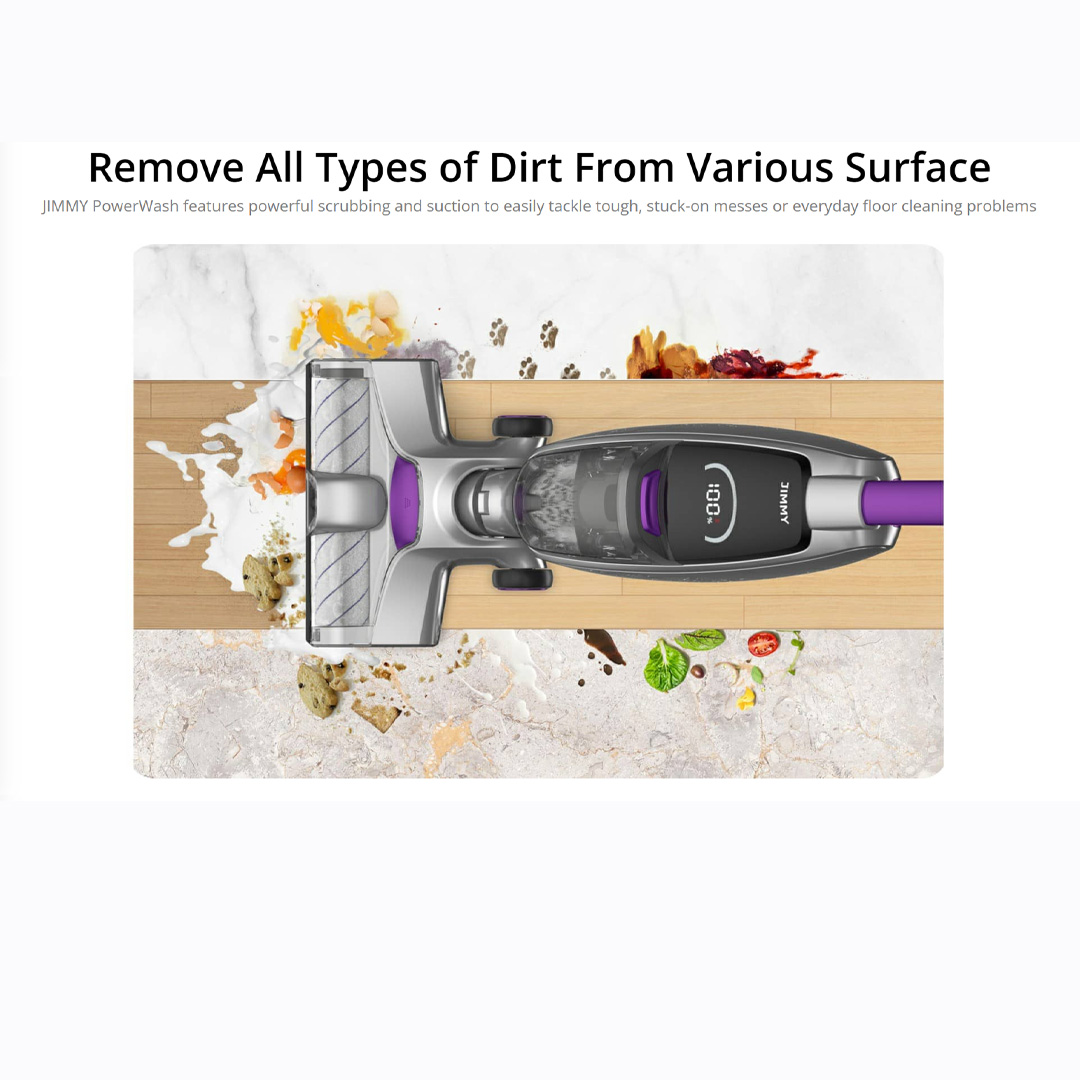 JIMMY 220W Cordless Handheld PowerWash Vacuum & Washer Stick HW8 | External Water Spray Outlet | Detachable Clean/Dirty Water Tank | Intelligent LED Display | Stick Vacuum with 1 Year Warranty