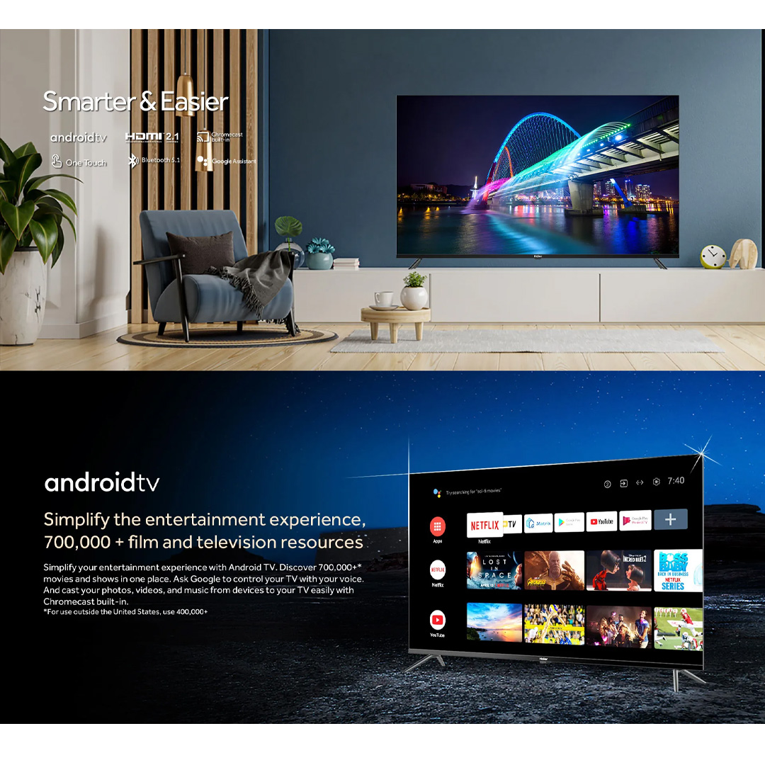 HAIER 50" /55" / 65" 4K HDR Google TV | H50K800UG / H55K800UG / H65K800UG | Awesome Vision | Natural Audio | One Touch | Google TV with 2 Year Warranty