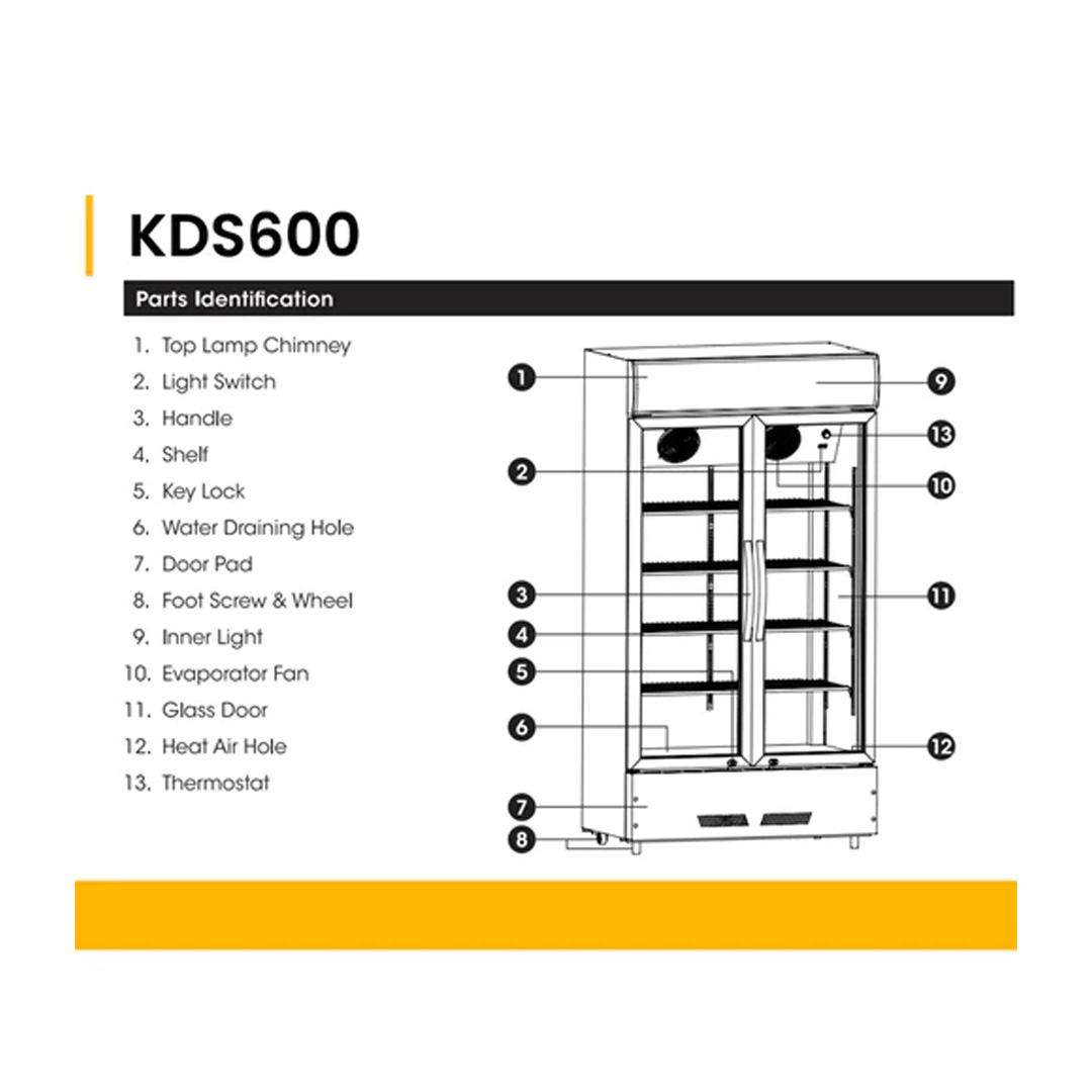 KHIND 600L 2 Doors Display Chiller KDS600 | Frost Free Cooling | Door Lock Security | Adjustable Storage Shelf | Display Chiller with 1 Year Warranty
