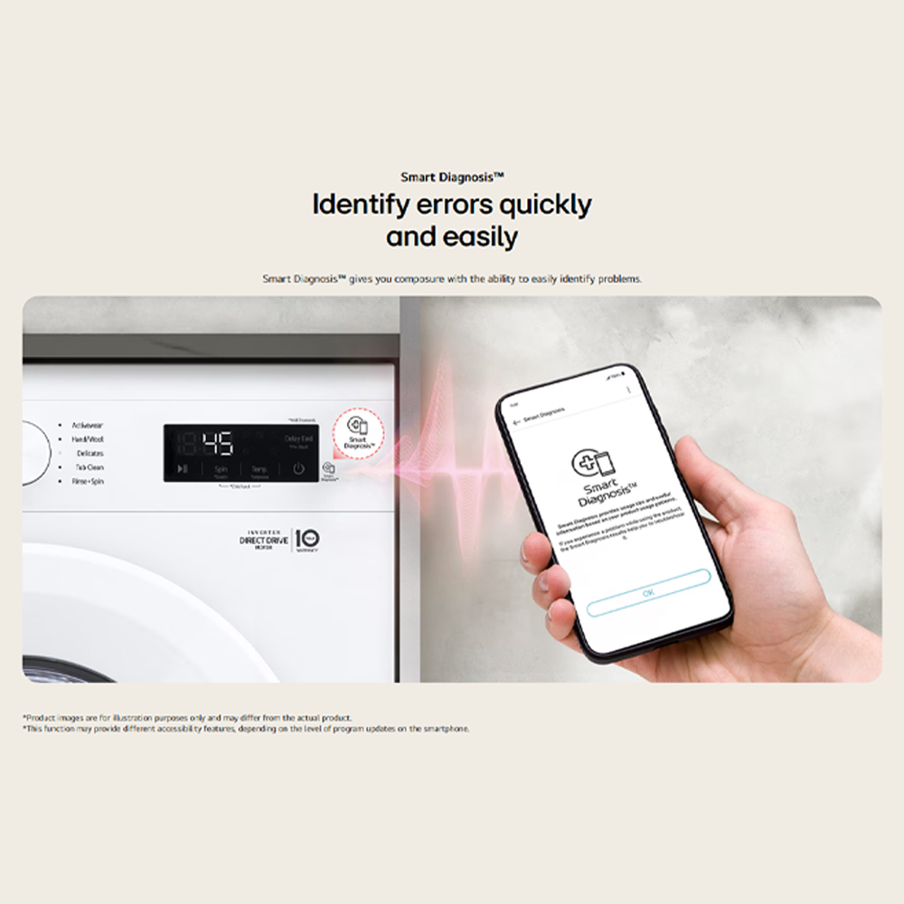 LG 9KG Front Load Washer with 6 Motion Inverter Direct Drive  FB1209S6M | Steam Technology | Tub Clean Washing Drum Cleaning Feature | Smart Diagnosis