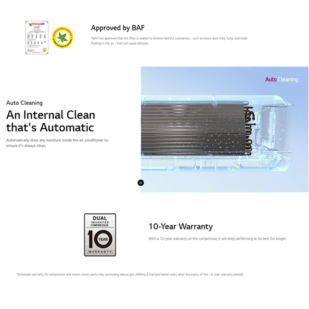 LG 1/1.5/2/2.5HP R32 Dual Inverter Wall Mounted Premium Air Conditioner with Ionizer and ThinQ Function | Save Energy | Smart Control