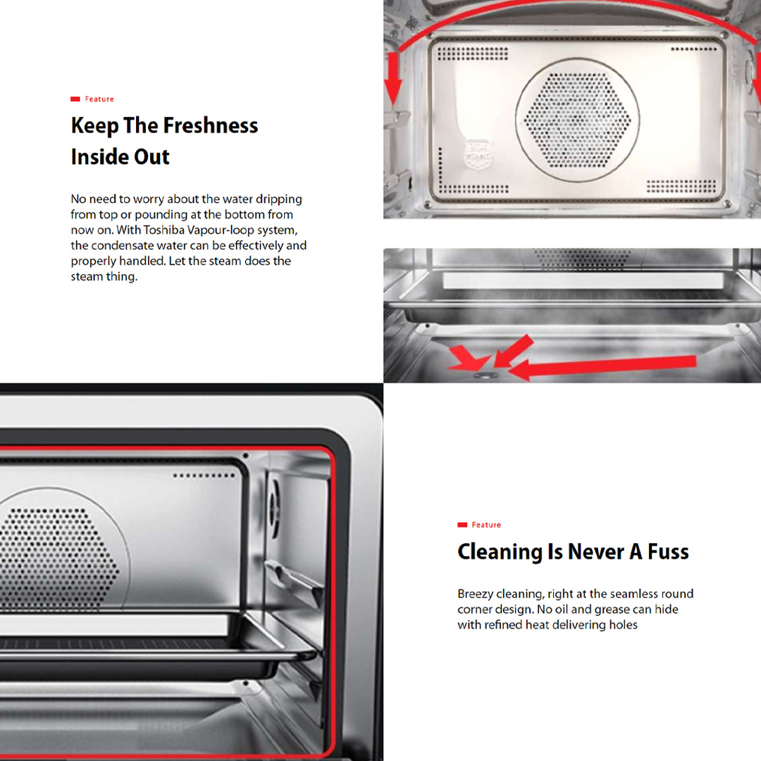 TOSHIBA 20L S1 Steam Oven MS1-TC20SF(BK) | 23 Auto Menu + 3 Cleaning Mode | Innovative Vapour-Loop System | Direct Steam Injection | 3 Steaming Modes | Steam Oven with 1 Year Warranty