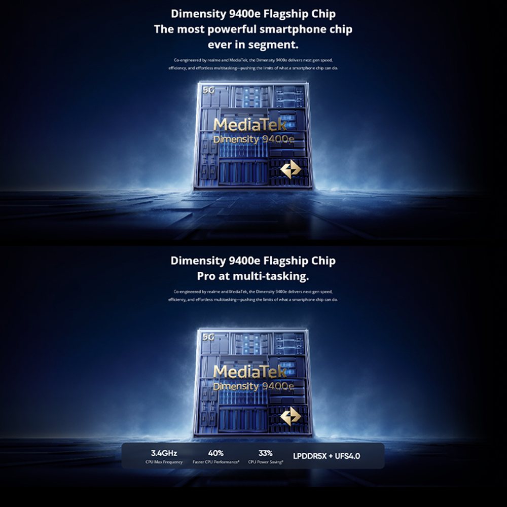 realme GT 7 12GB+512GB | 6.78 inches, LTPO AMOLED | 50MP Rear Camera | Mediatek Dimensity 9400e (4 nm) | 1264 x 2780 pixels | Li-Po 7000mAh, 120W wired