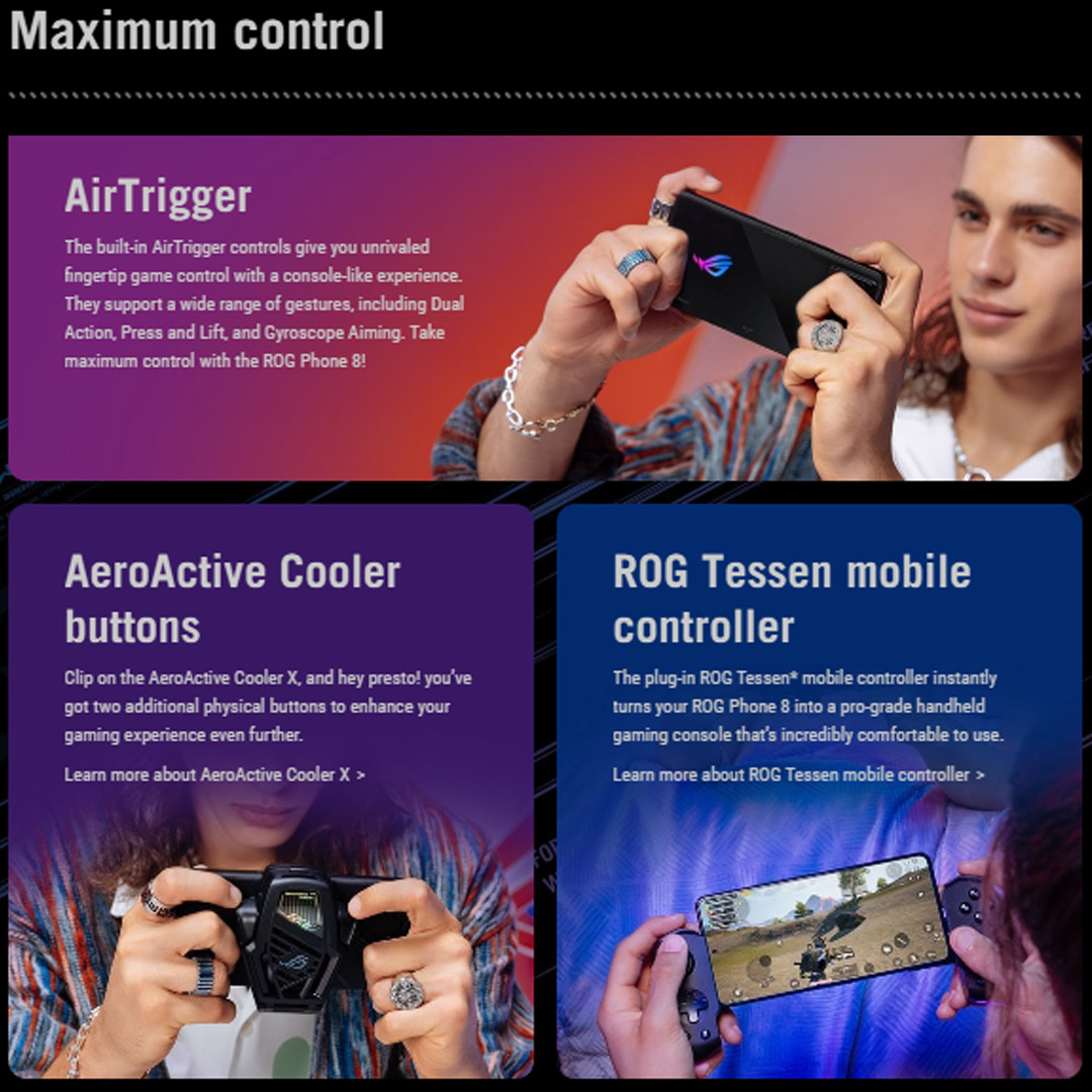 ASUS ROG Phone 8 12GB+256GB | Macro Camera | AeroActive Cooler X | Gaming Phone | Smartphone with 1 Year Warranty