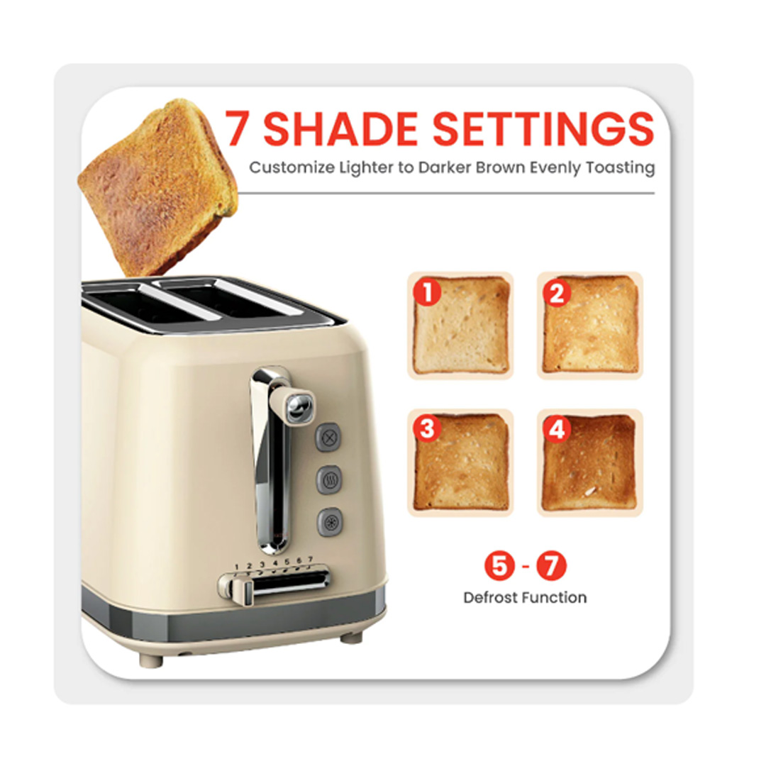 Russell Taylors 2 Slices Retro Toaster RT-10 | 925W Power | Extra Wide Toasting Slots | Multi-Functional | Toaster with 2 Year Warranty