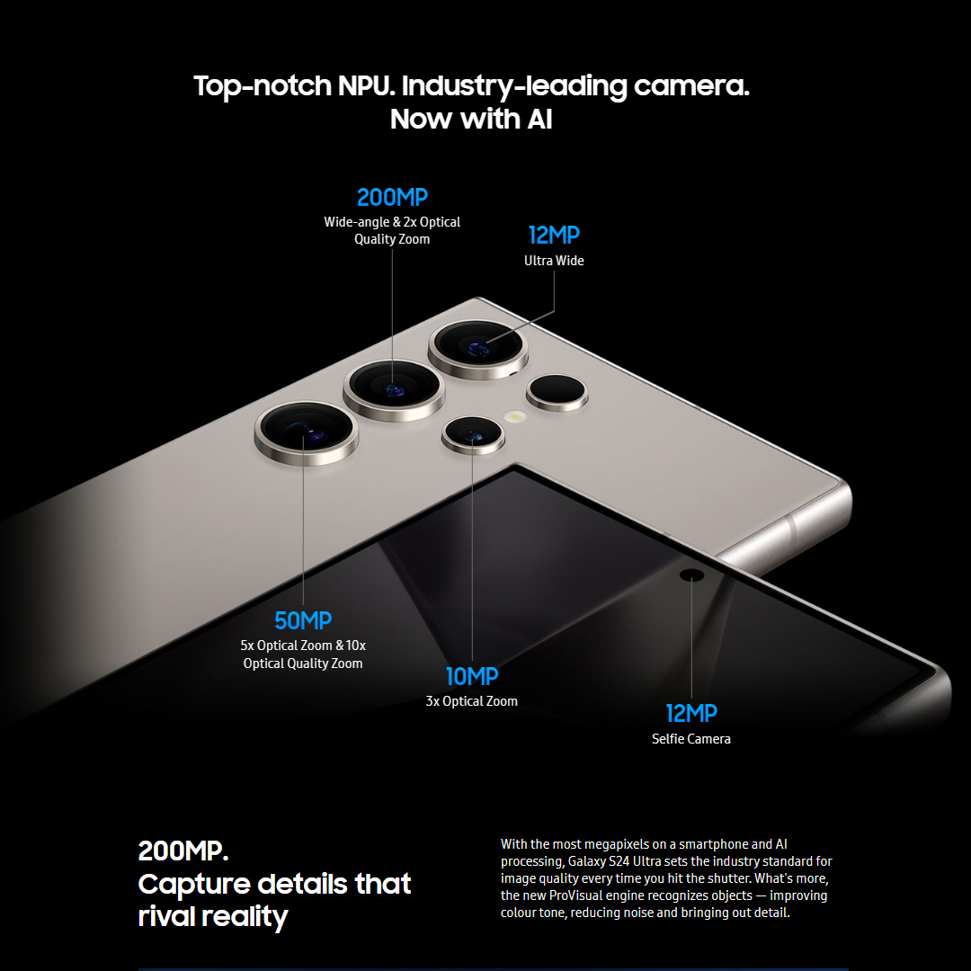 (Pre-Order 18.01.24 - 06.02.24) SAMSUNG Galaxy S24 Ultra | 12GB+256GB / 12GB+512GB / 12GB+1TB | Dynamic LTPO AMOLED 2X | Built-in S Pen | Galaxy AI | Smartphone with 1 Year Warranty