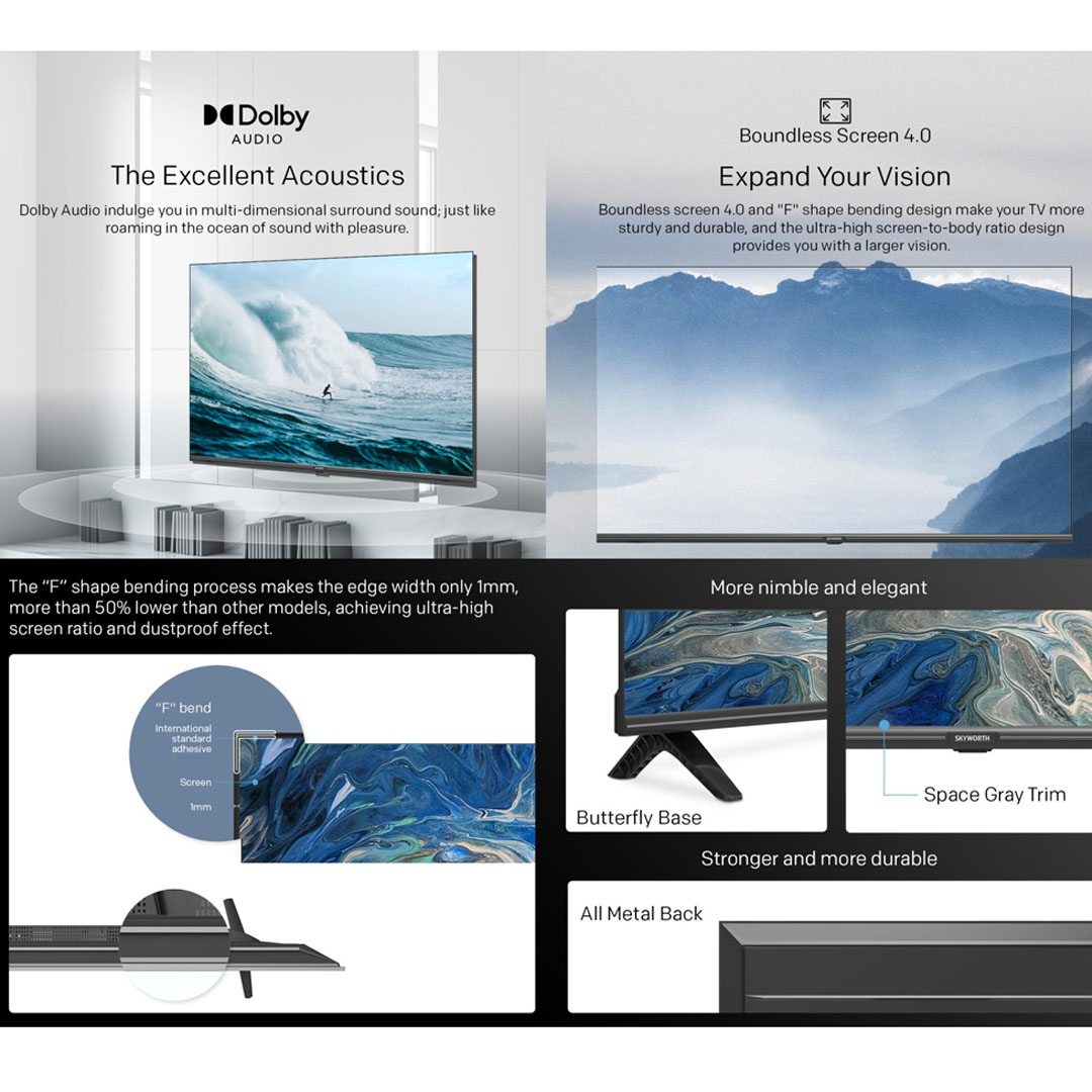 SKYWORTH 40" / SKYWORTH 43" FHD Google LED TV 40STE6600 / 43STE6600 | Digital DVB-T2 TV | Chromecast | Google Assistant | HDR10 | Game Mode | HLR | LED TV with 2 Year Warranty