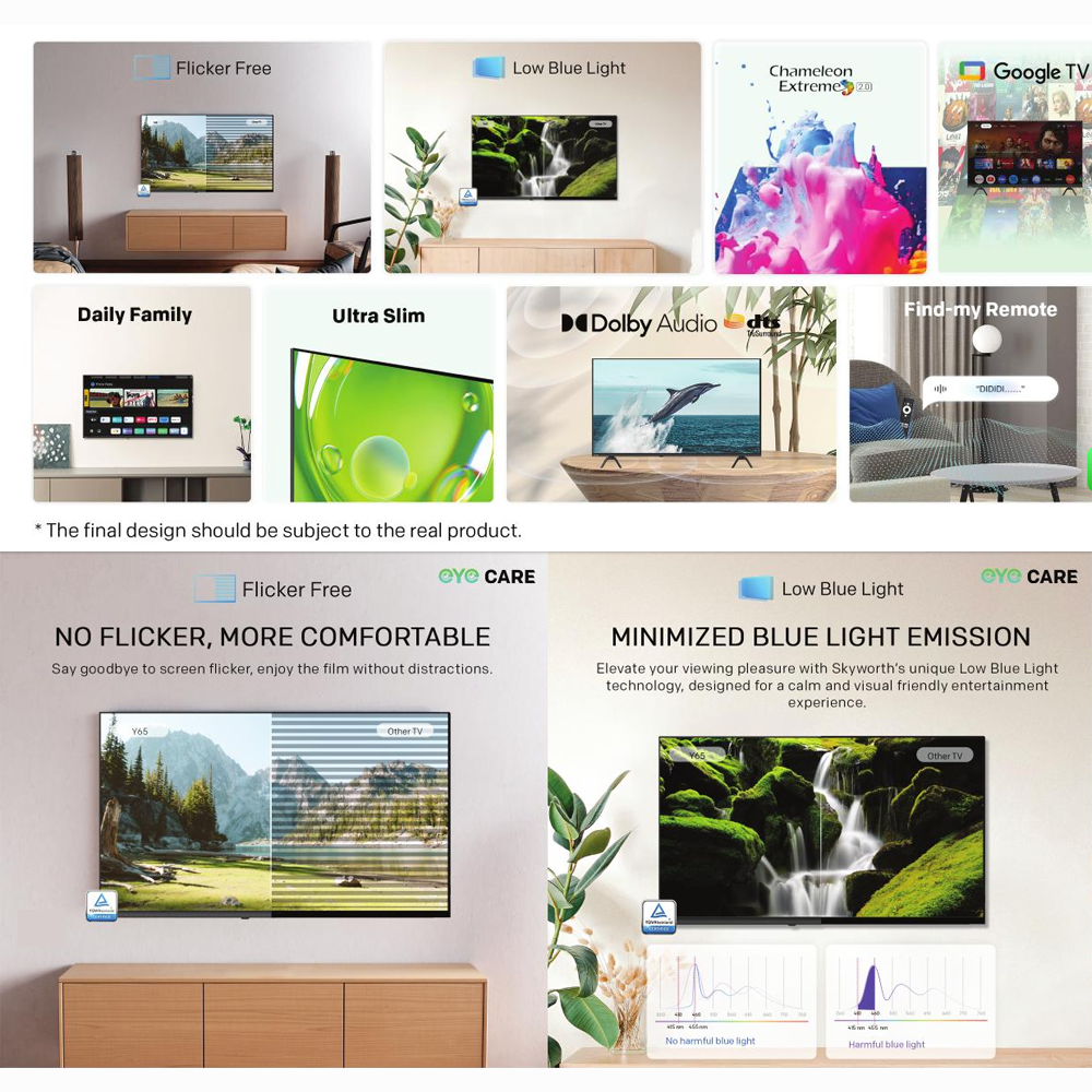 SKYWORTH 43"/50"/55"/60"/65"/75" 43SUE7800/50SUE7800/55SUE7800/60SUE7800/65SUE7800/75SUE7800  4K UHD Eye Care Series Google TV | HDR10 & HLG