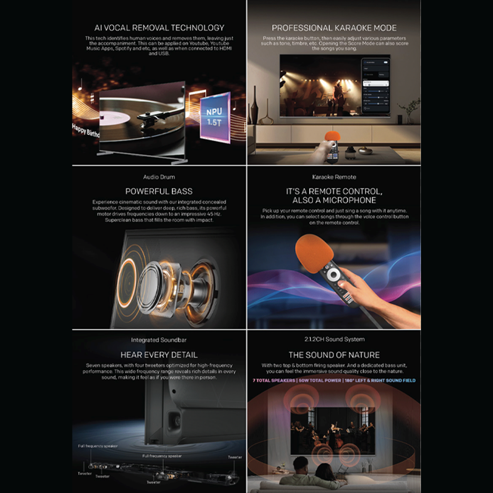 SKYWORTH 55"/65" AI Karaoke QLED Google TV 55Q8500G/65Q8500G | Chameleon Extreme™ 3.0 | Matte Screen Pro | Eye Care