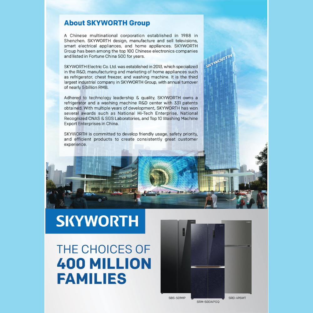 SKYWORTH 556L Side by Side ProSilent Inverter Refrigerator SBS-501WP / SBS-501WPGE | Multi Flow | Nano Ag+ Filter